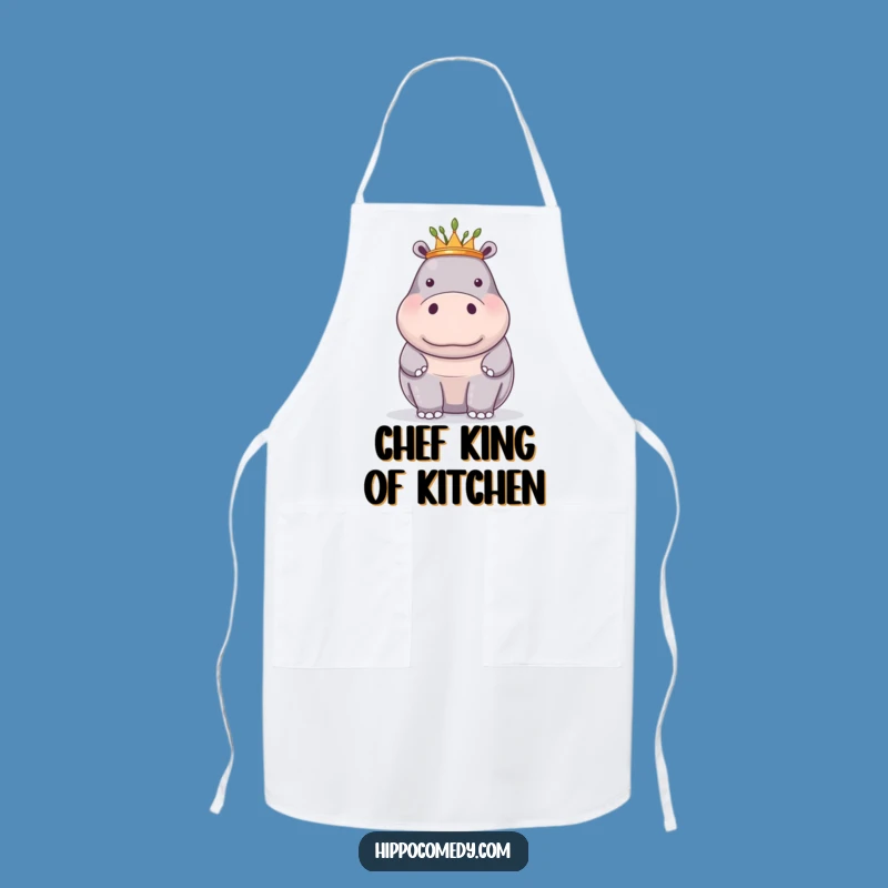 Funny Proud Hippo Reed Crown Apron: Cook Like a King or Queen