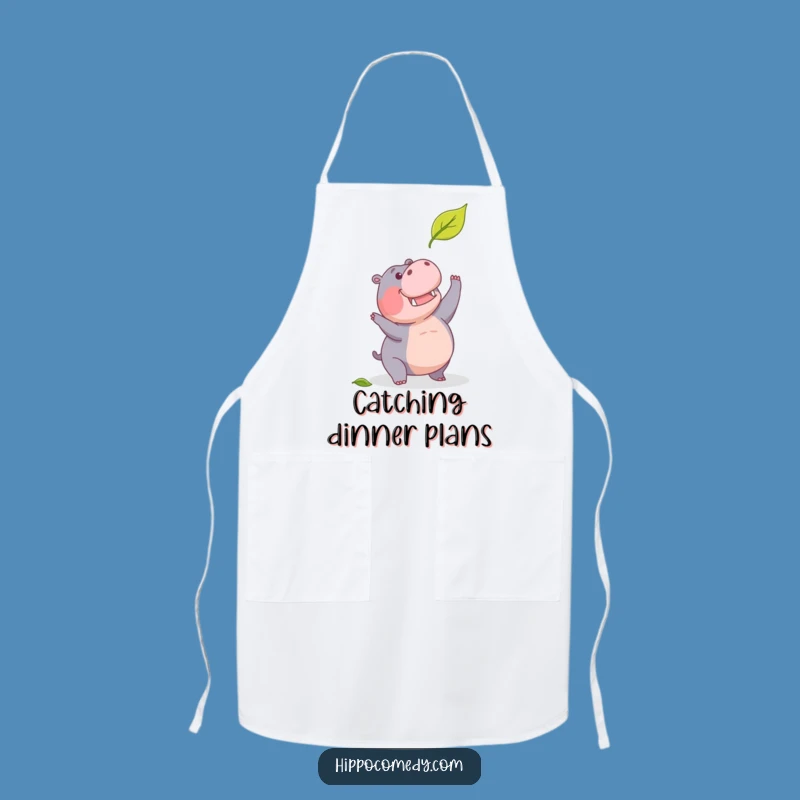 Funny Determined Hippo Leaf Apron: Cook with Purpose and a Smile