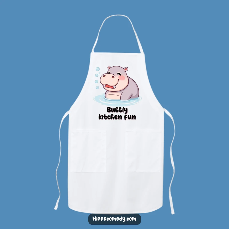 Funny Giggling Hippo Apron: Bubbles Blowing Hippopotamus Kitchen Fun, Gift
