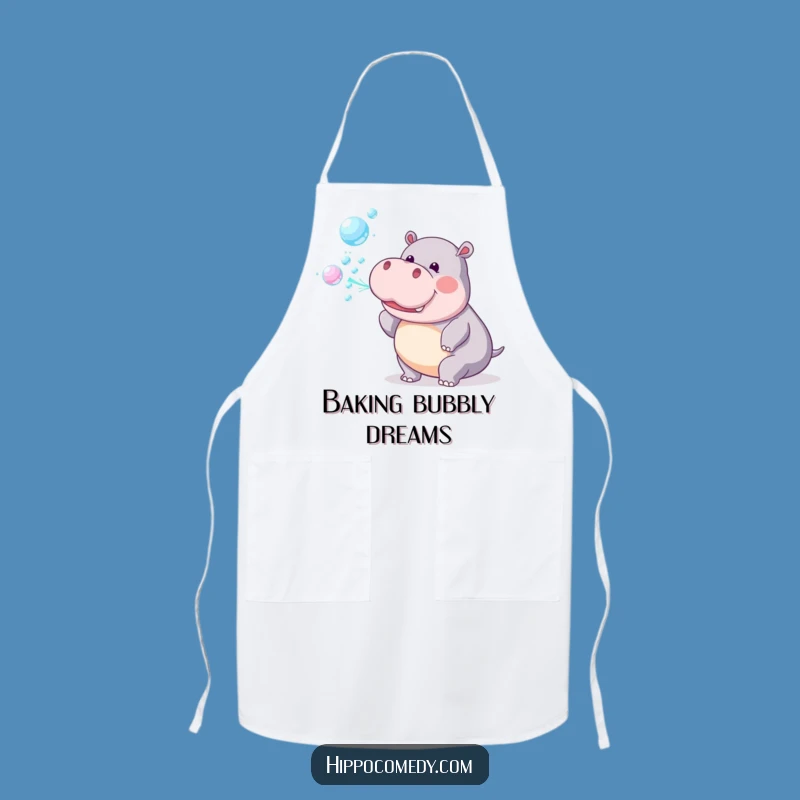 Funny Hippo Bubbles Apron: Chef Hippo Design, Kitchen Whimsy & Gift