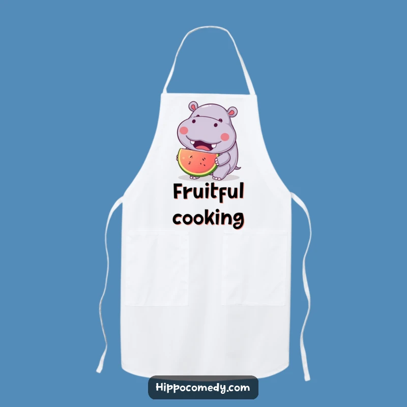 Funny Hippo Fruit Apron: Kawaii Chef Joy - Humorous Gift