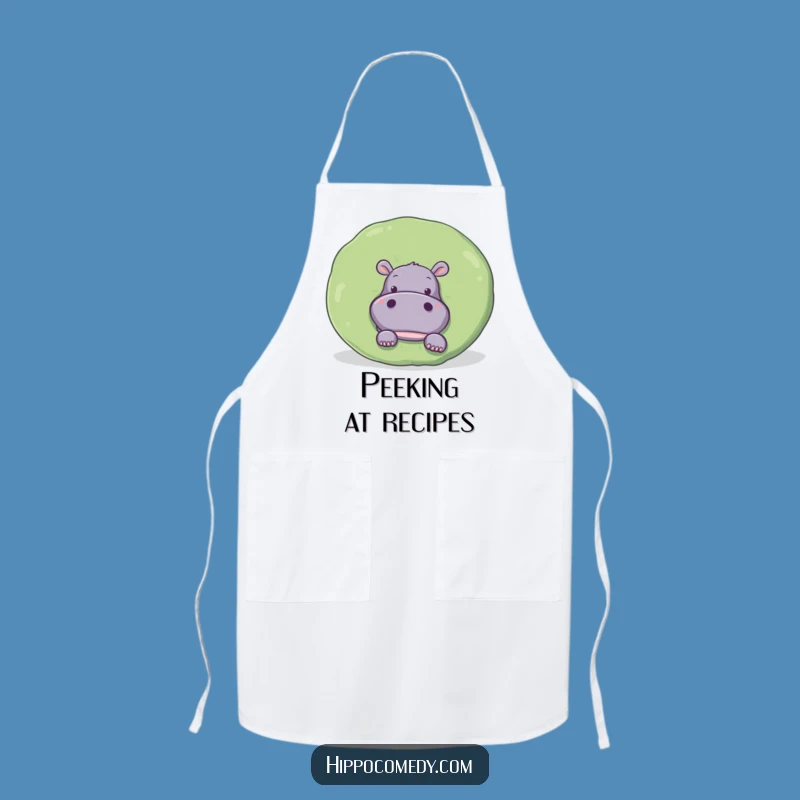 Funny Hippo Lily Pad Apron: Chef Hippo Design, Kitchen Surprise & Gift