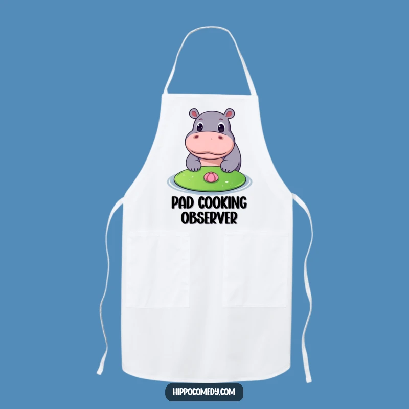 Funny Hippo Lily Pad Apron: Curious Chef Gift for Kitchen Nature