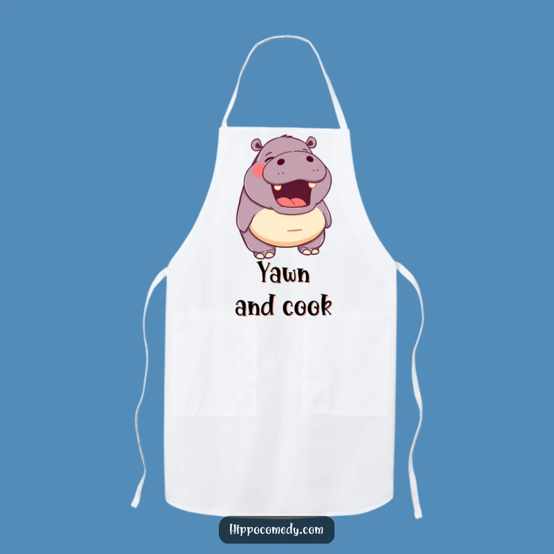 Funny Hippo Yawn Apron: Happy Chef Gift for Kitchen Relaxation