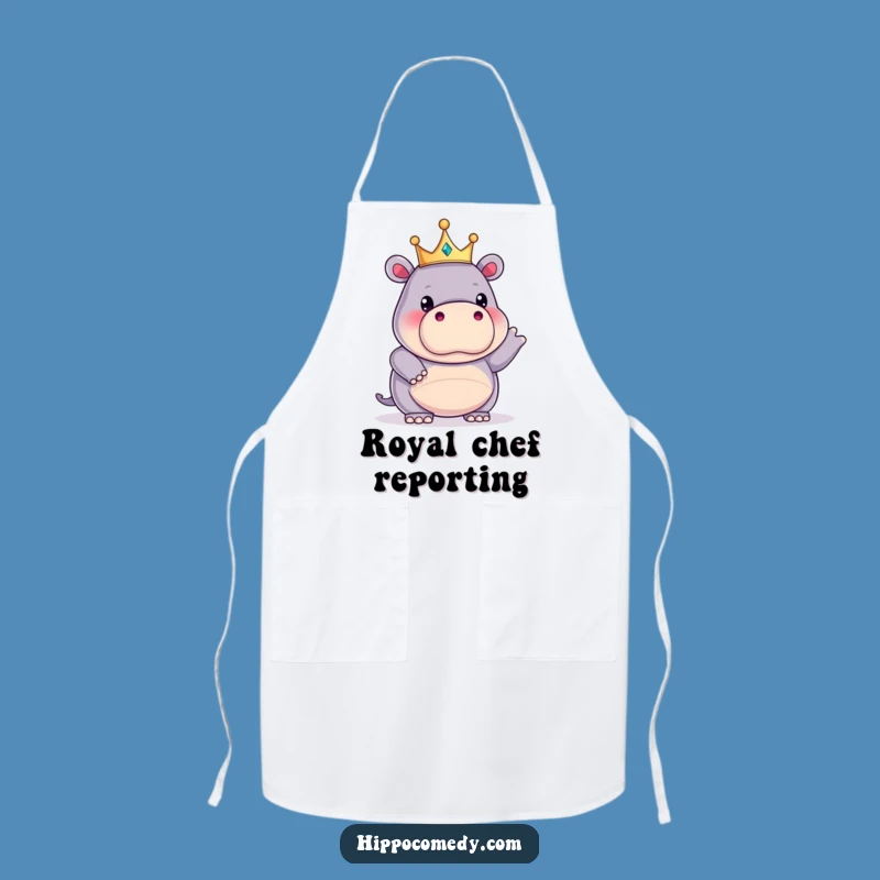 Funny Kawaii Hippo King Apron: Cook Up Laughs in Royal Style