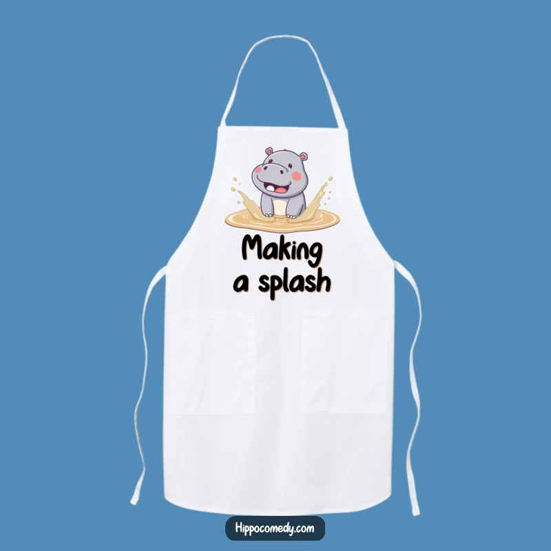 Funny Kawaii Hippo Mud Splash Apron - Kitchen Fun & Gift