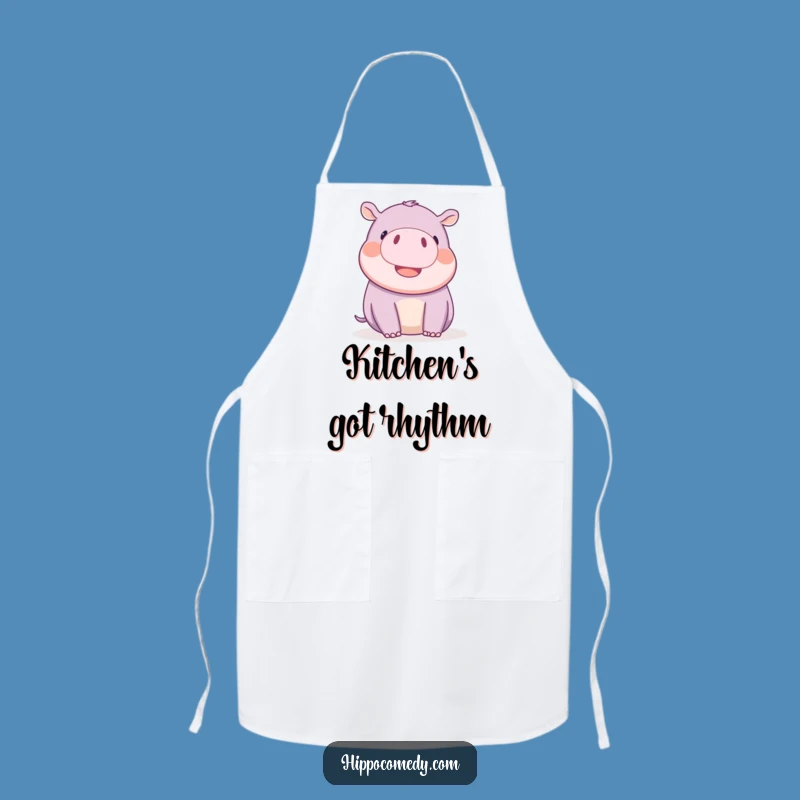 Funny Kawaii Hippo Wiggling Ears Apron - Playful Animal Kitchen Gift