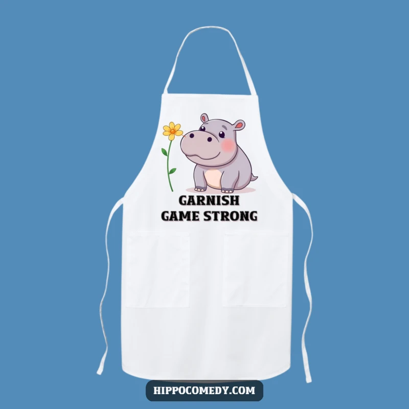 Funny Hippo Flower Nose Apron: Playful Hippopotamus Kitchen Decor, Gift