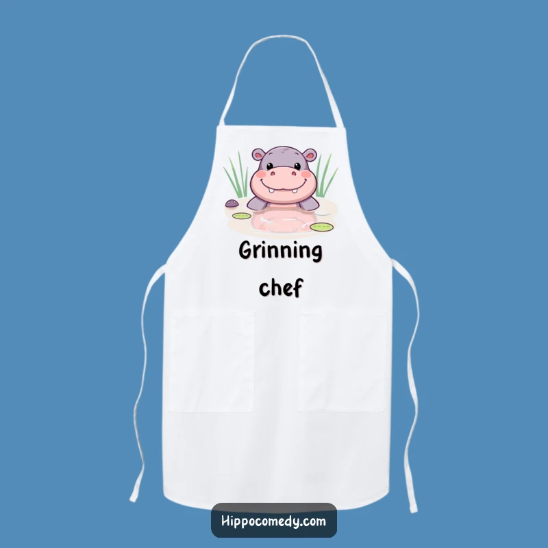 Funny Kawaii Hippo Pond Smile Apron - Kitchen Joy & Gift