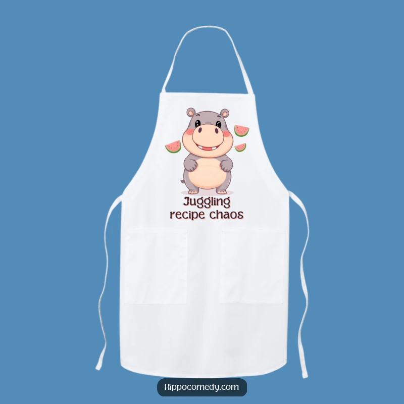 Funny Hippo Juggling Apron: Chef Hippo Design, Kitchen Fun & Gift