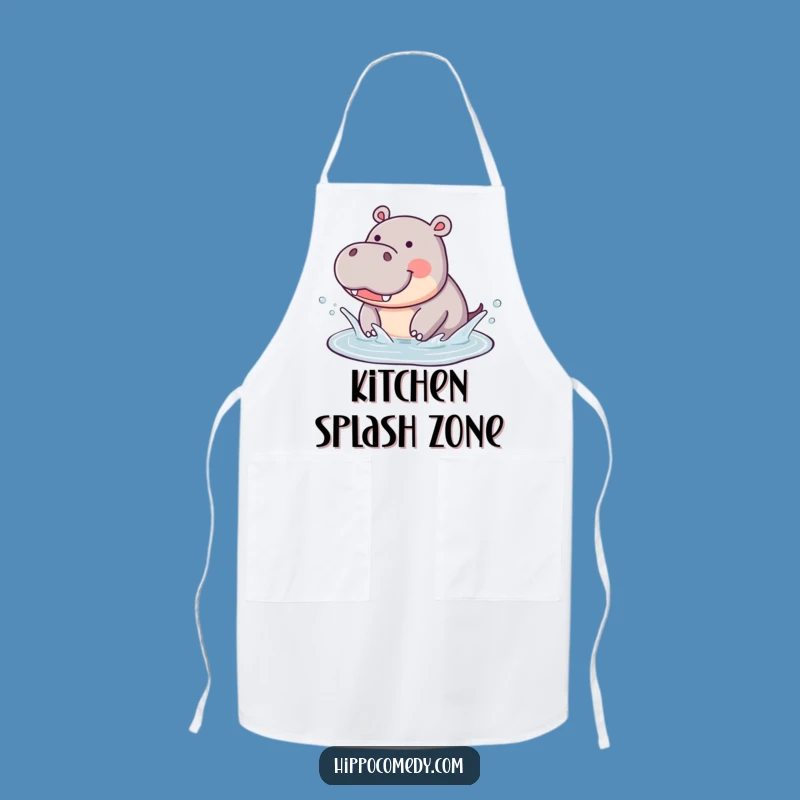 Funny Hippo Splashing Apron: Joyful Kitchen Gift for Playful Cooks