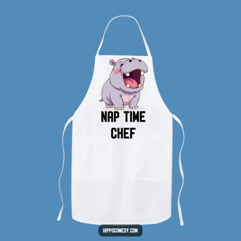 Funny Yawning Hippo Apron: Kawaii Hippo Chef Wear - Hilarious Gift