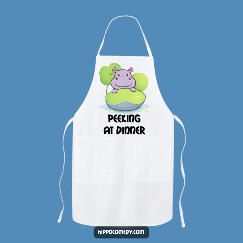 Funny Hippo Lily Pad Apron - Chef's Aquatic Kitchen Gift