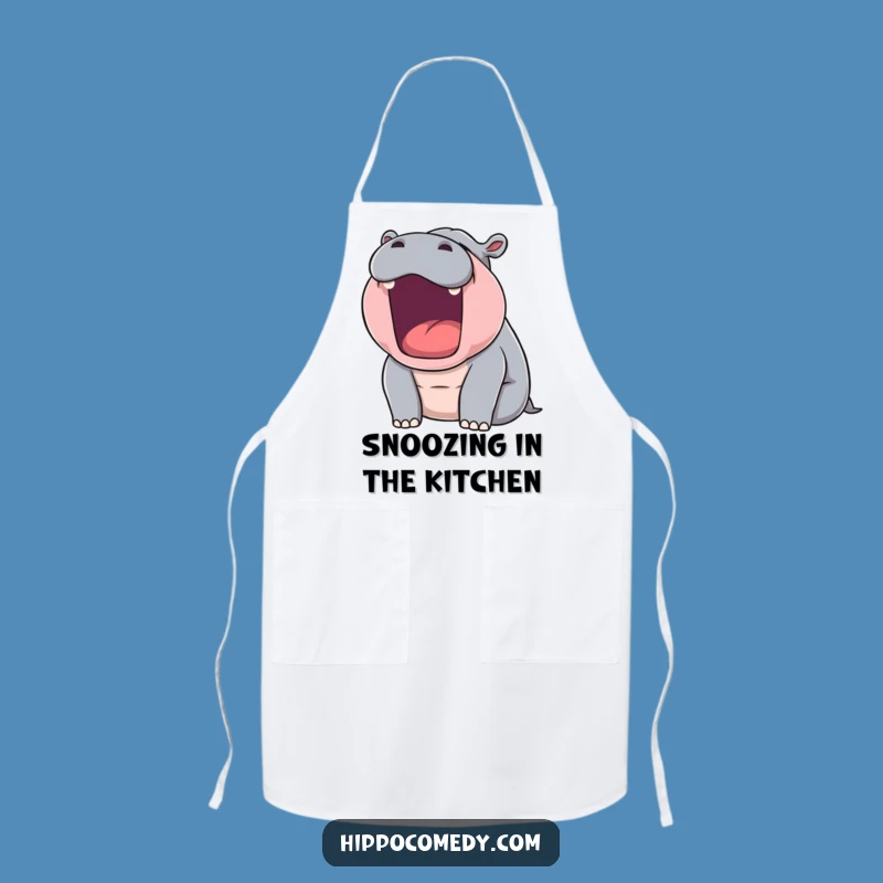 Funny Sleepy Hippo Yawn Apron: Cook with a Smile and Hilarious Style