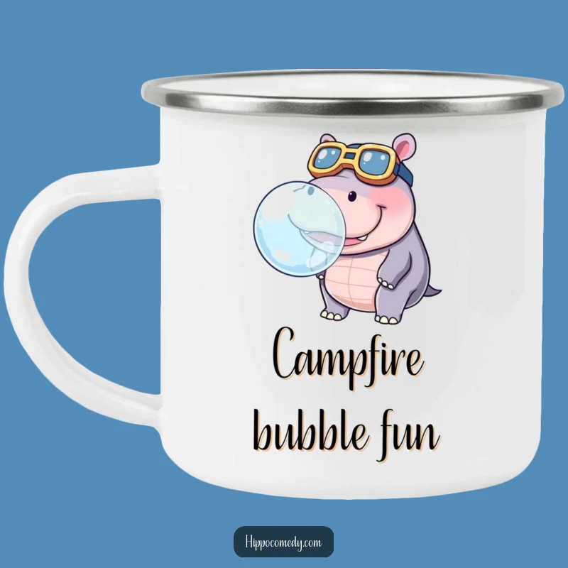 Funny Hippo Bubble Camp Mug: Adventure Fuel with Quirky Humor