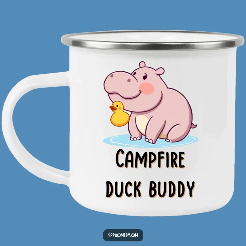 Funny Kawaii Hippo Duckie Camping Mug: Joyful Sips on Outdoor Adventures
