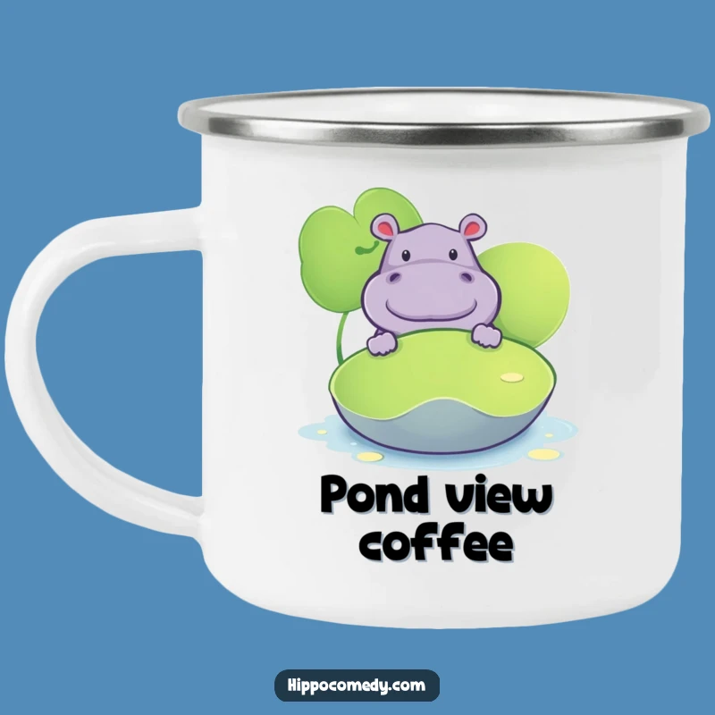 Funny Hippo Lily Pad Camping Mug - Aquatic Adventure Gift
