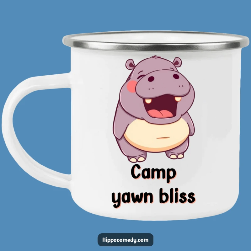 Funny Hippo Yawn Camping Mug: Durable & Happy Hippo Adventure Gift