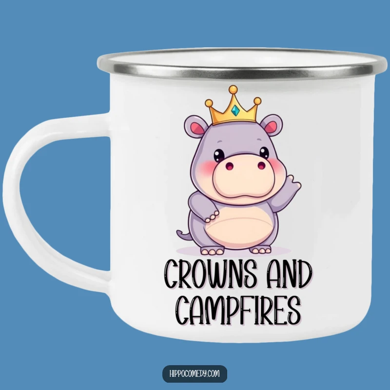 Funny Kawaii Hippo King Camping Mug: Adventures with Royal, Comical Cheer