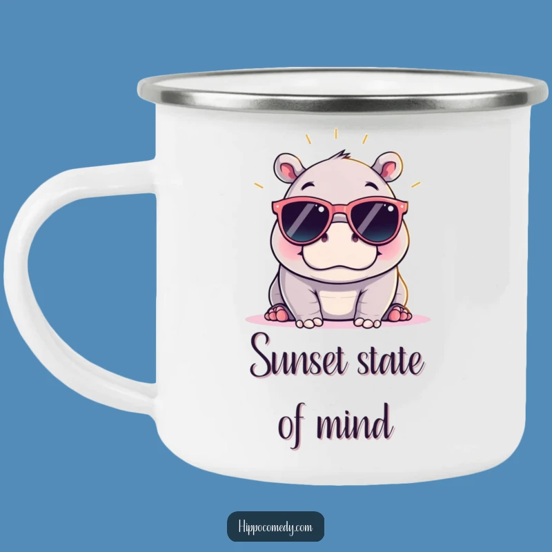 Funny Kawaii Hippo Sunglasses Camping Mug - Adventure Ready Gift