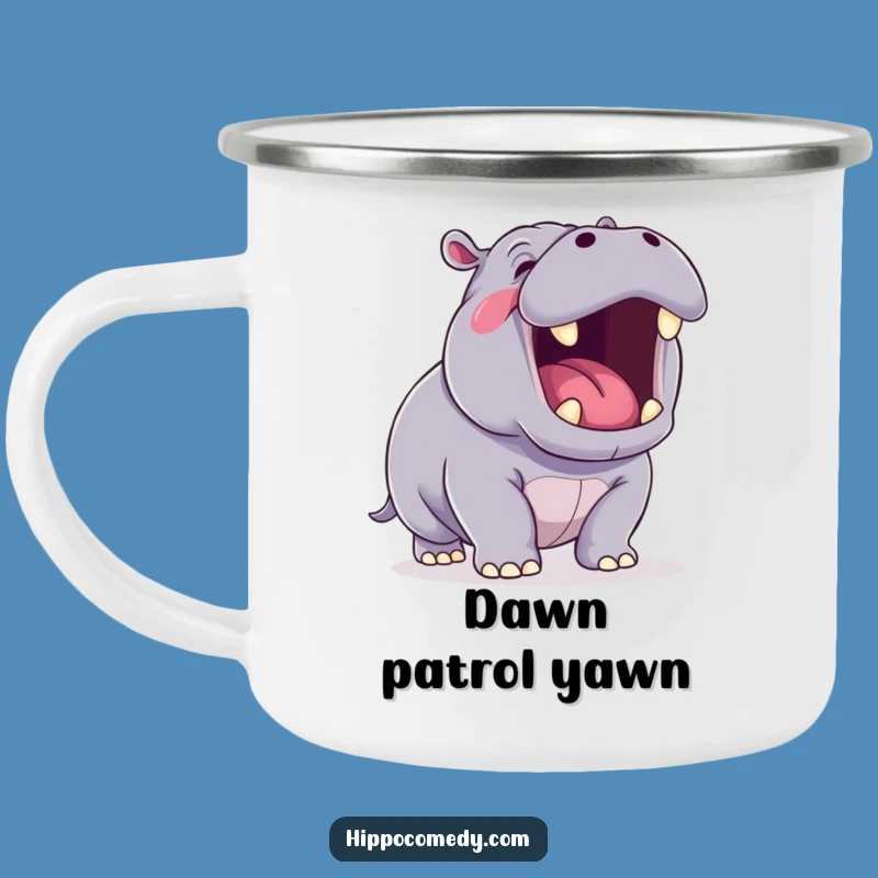 Funny Yawning Hippo Camping Mug: Durable Kawaii Hippo Drinkware - Outdoor Gift