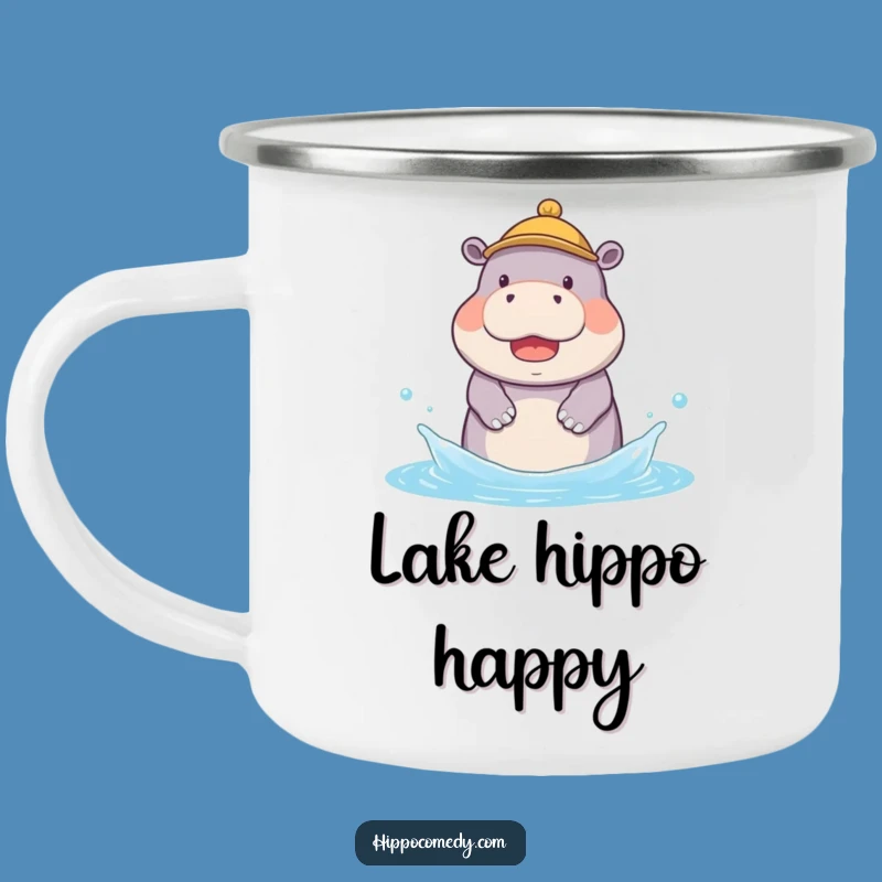 Funny Hippo Splash Camp Mug: Adventure Fuel with Cute Humor