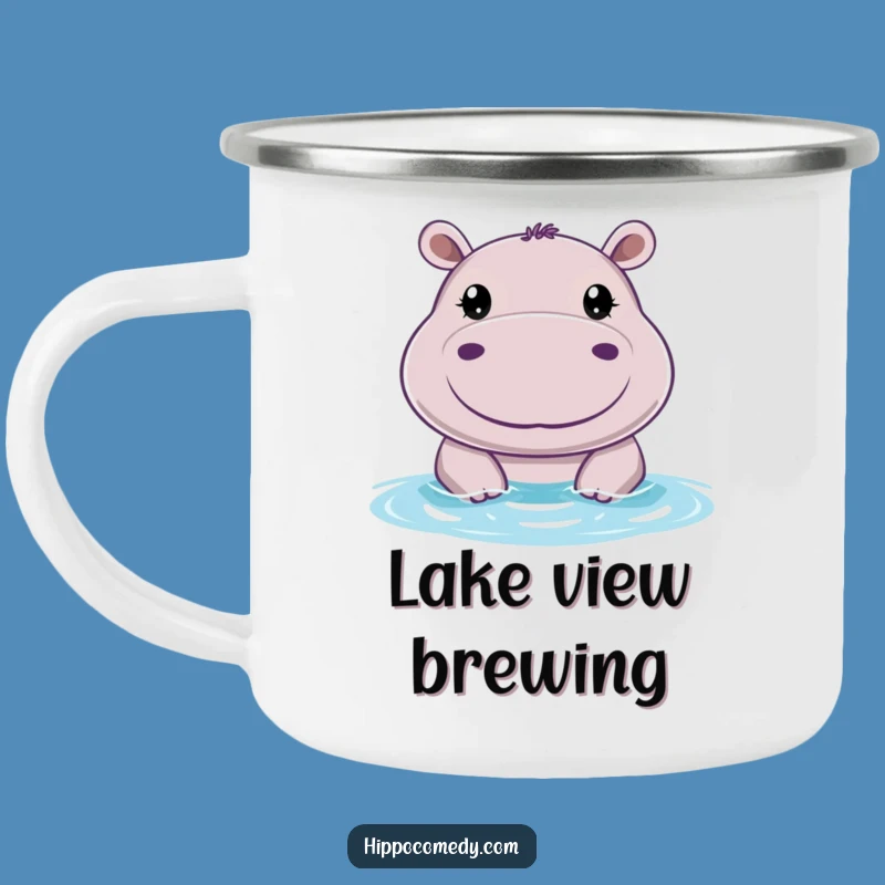 Funny Cheerful Hippo Camping Mug: Peek-a-Boo Fun