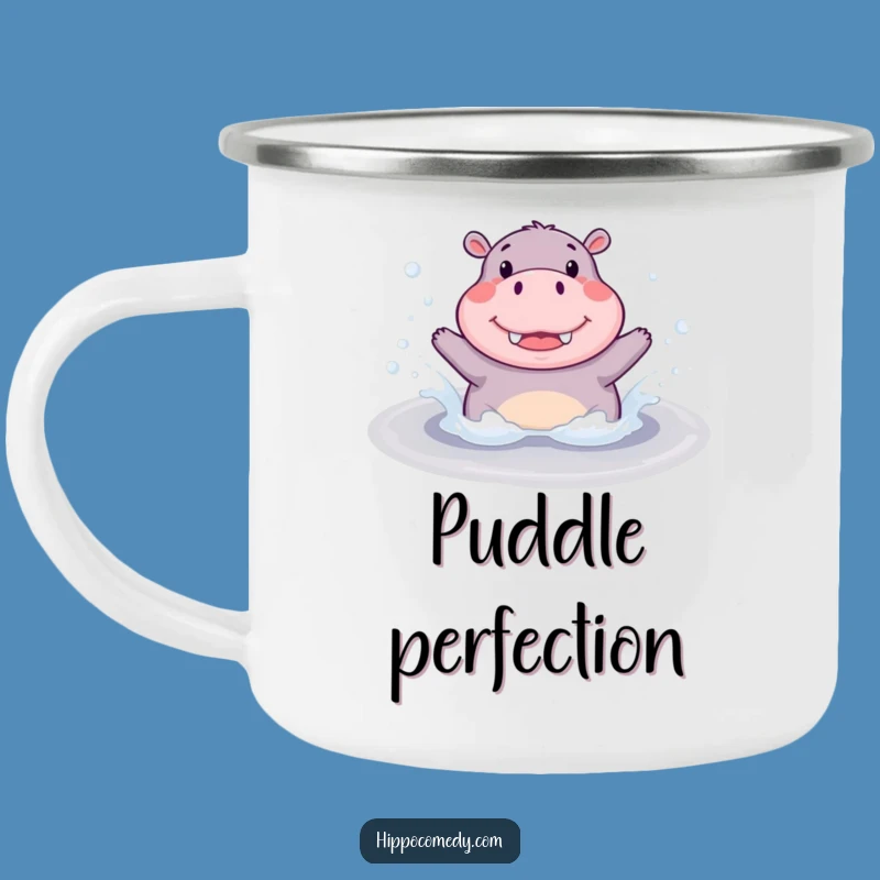 Funny Hippo Splash Camping Mug: Durable Hippopotamus Puddle Splashing, Outdoor Gift