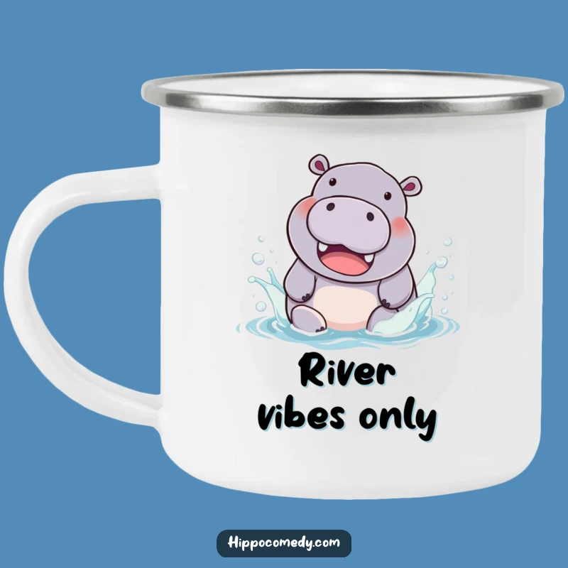Funny Hippo Splash Camping Mug: Chubby Animal Adventure Cup, Outdoor Humor Gift