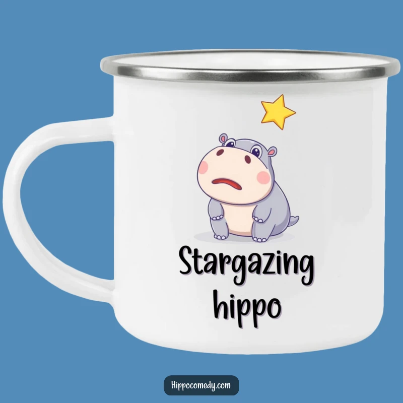 Funny Surprised Hippo Star Camping Mug - Your Magical Adventure Companion