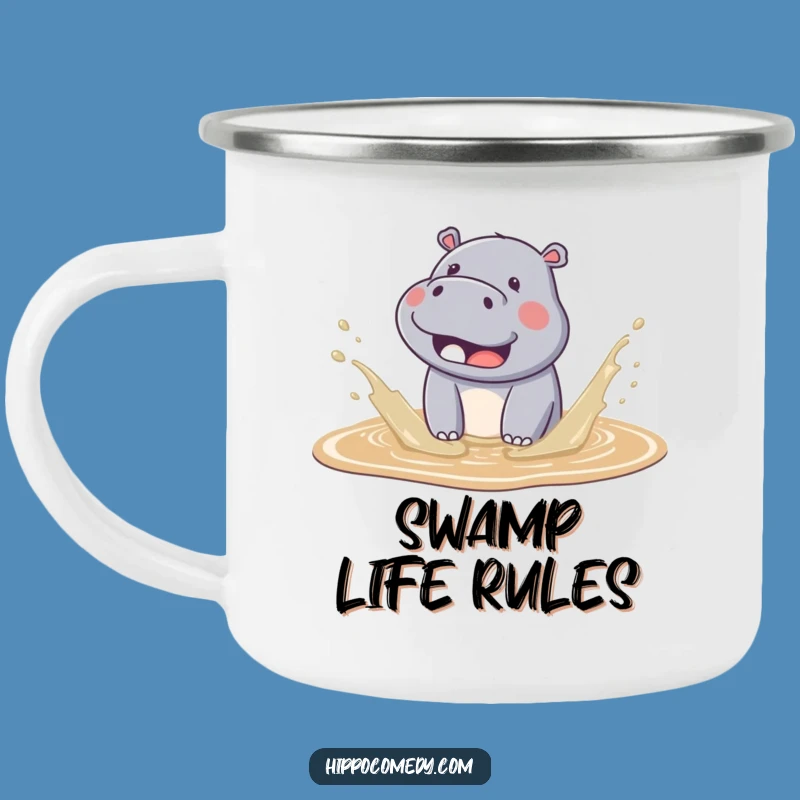 Funny Kawaii Hippo Mud Splash Camping Mug - Adventure & Cute Gift