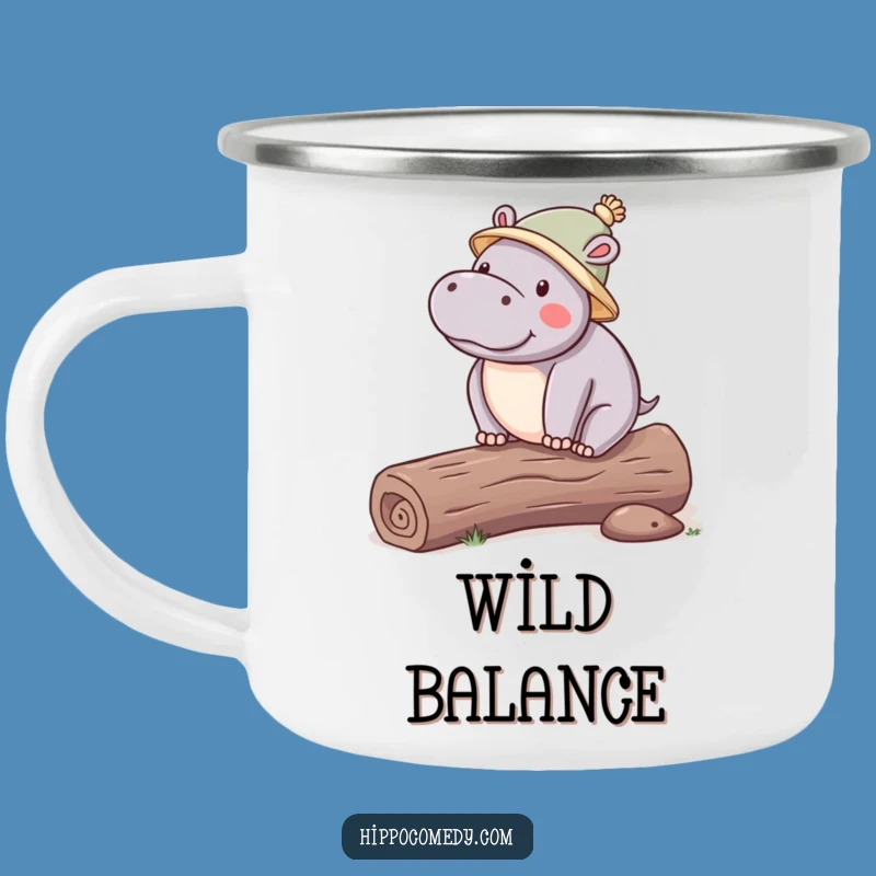 Funny Hippo Hat Camping Mug: Kawaii Balance Drinkware - Outdoor Gift