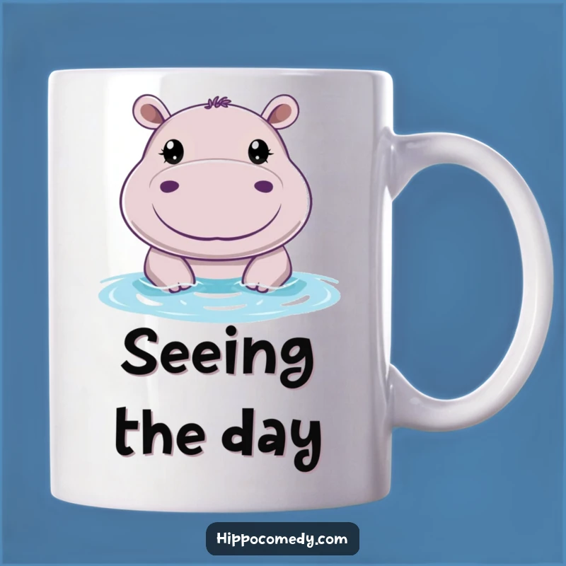 Funny Cheerful Hippo Mug: Peeking Humor for Your Morning Coffee