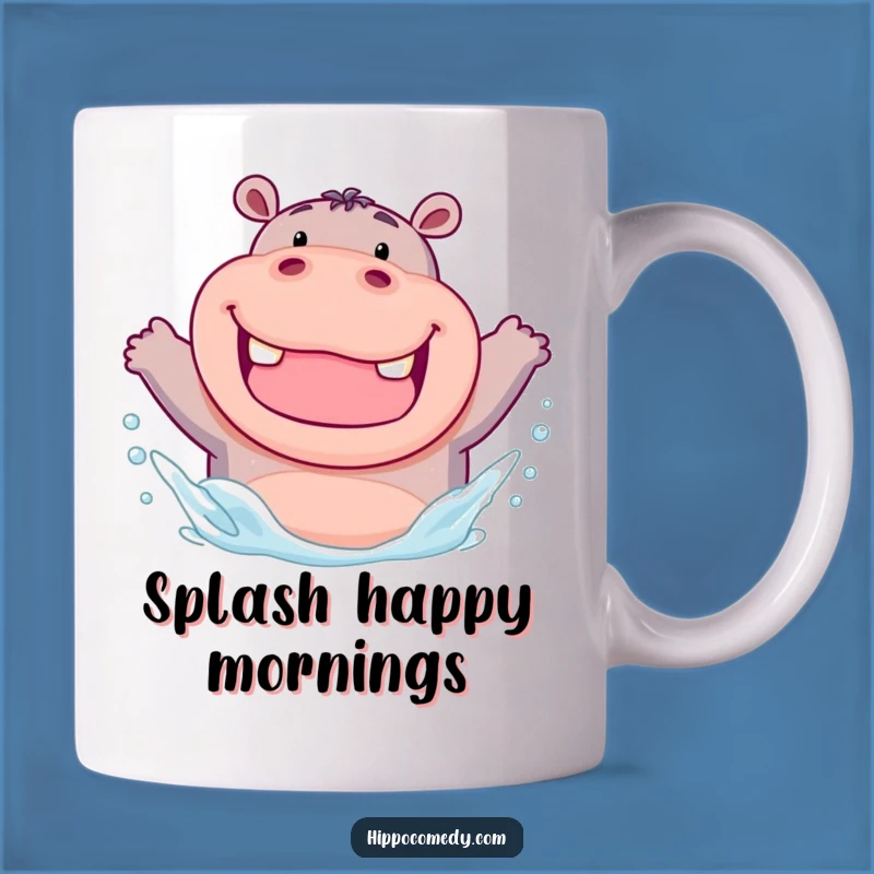 Funny Chubby Hippo Mug: Joyful Splashing Humor for Your Drink