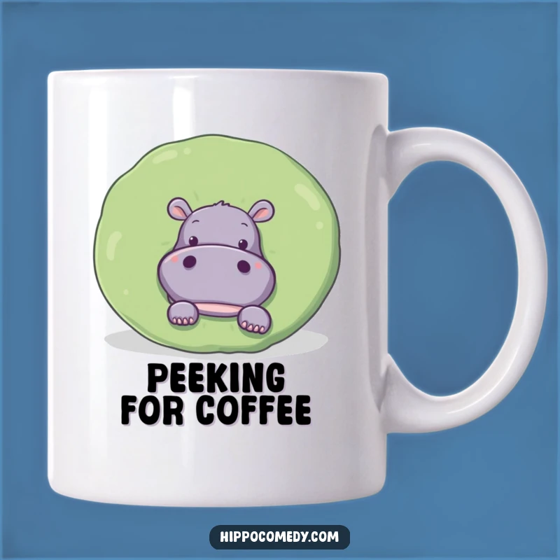 Funny Hippo Lily Pad Mug: Curious Hippo Peek Design, Adorable Gift Idea