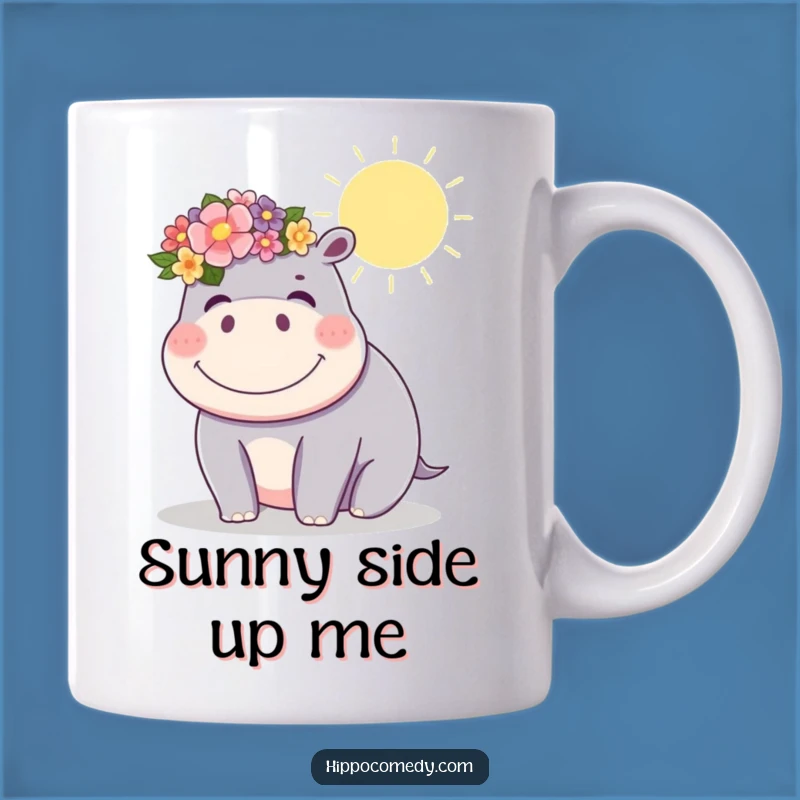 Funny Kawaii Hippo Flower Crown Mug: Giggle-Inducing Gift for Sunshine Lovers
