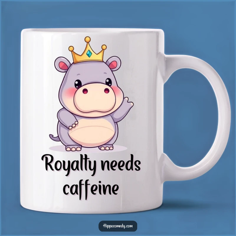 Funny Kawaii Hippo King Mug: A Hilarious Royal Pose Gift for Hippo Lovers