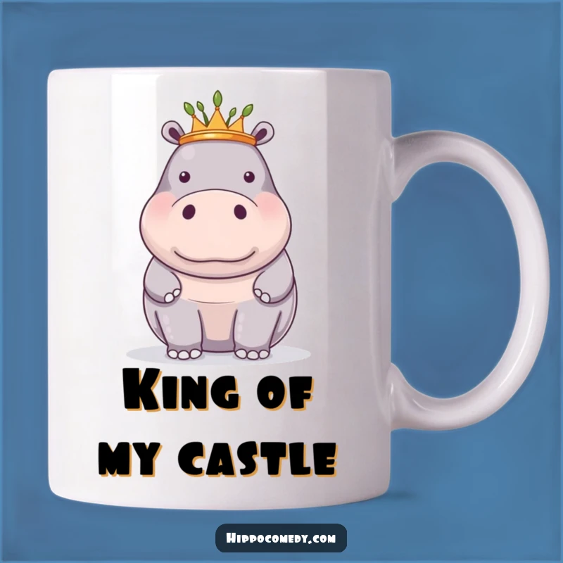 Funny Proud Hippo Reed Crown Mug: Regal Humor Gift for the King/Queen