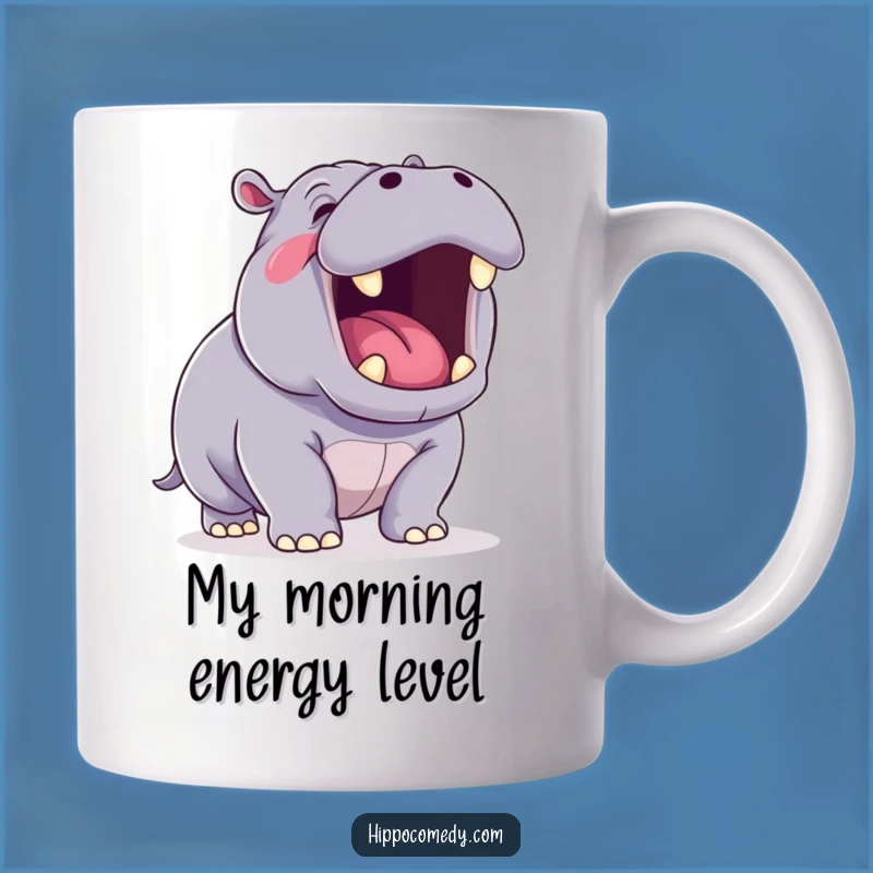 Funny Yawning Hippo Mug: Adorable Kawaii Hippo Sipping Coffee - Perfect Gift Idea