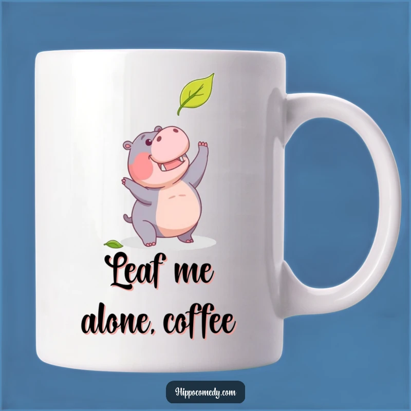 Funny Determined Hippo Leaf Mug: A Humorous Gift for the Persistent Go-Getter