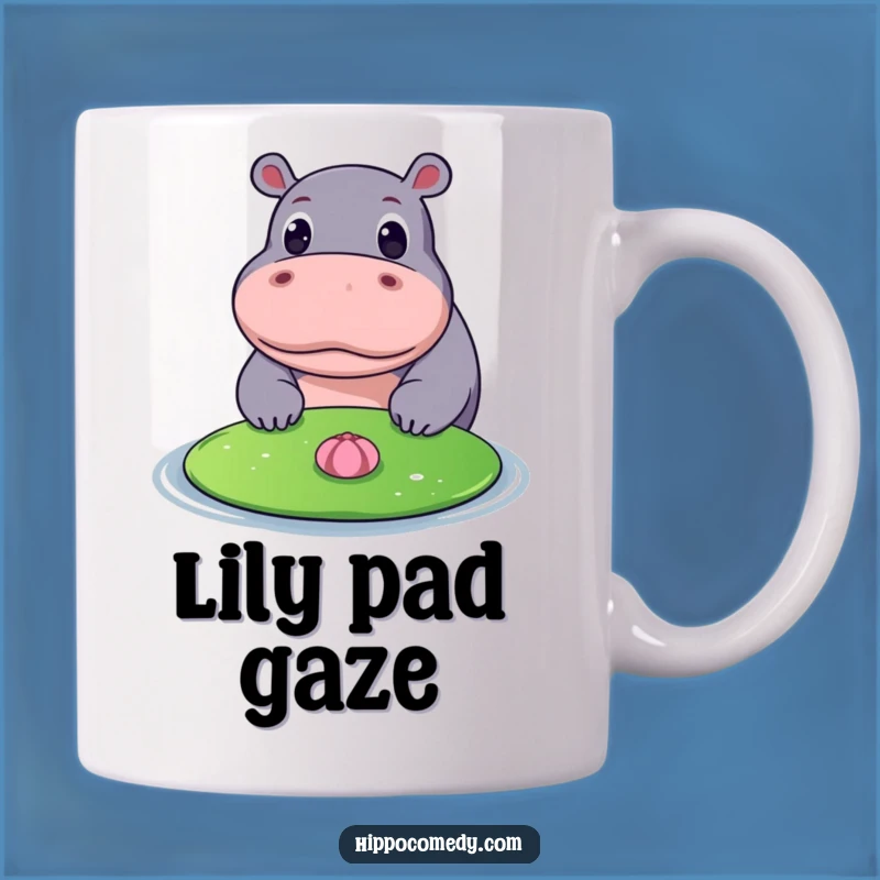 Funny Hippo Lily Pad Mug: Wide-Eyed Wonder Gift for Nature Lovers