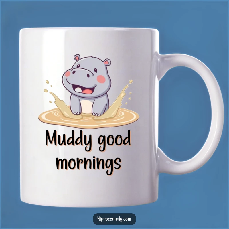 Funny Kawaii Hippo Mud Splash Mug - Adorable Animal Humor Gift