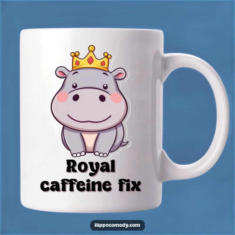 Funny Silly Hippo Crown Mug - Royal Cartoon Hippo Joyful Gift Idea