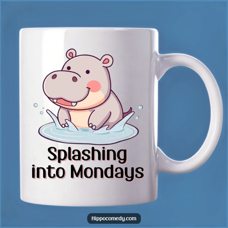 Funny Hippo Splashing Mug: Joyful Puddle Gift for Water Lovers