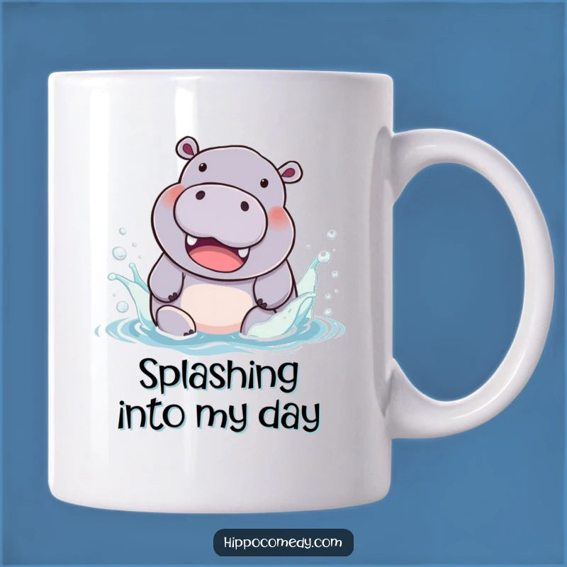 Funny Hippo Splash Mug: Chubby Hippo Joyful Design, Hilarious Gift Idea