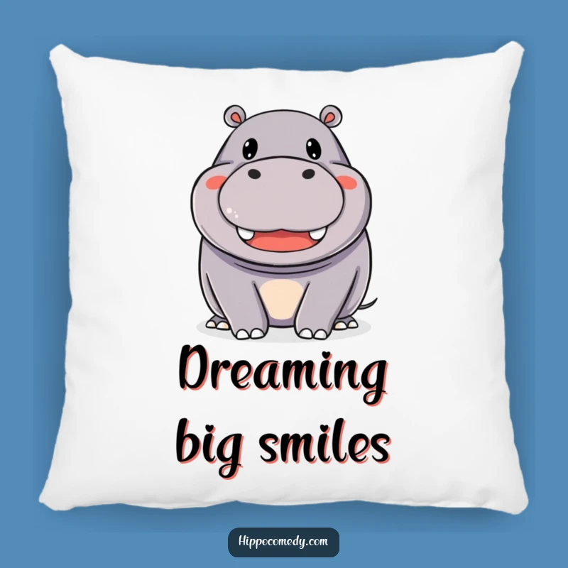 Funny Happy Hippo Pillow: Smiling Hippopotamus Comfort, Cozy Gift