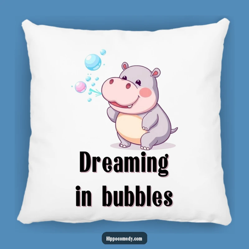 Funny Hippo Bubbles Pillow: Playful Comfort Design, Cozy & Whimsical Accent