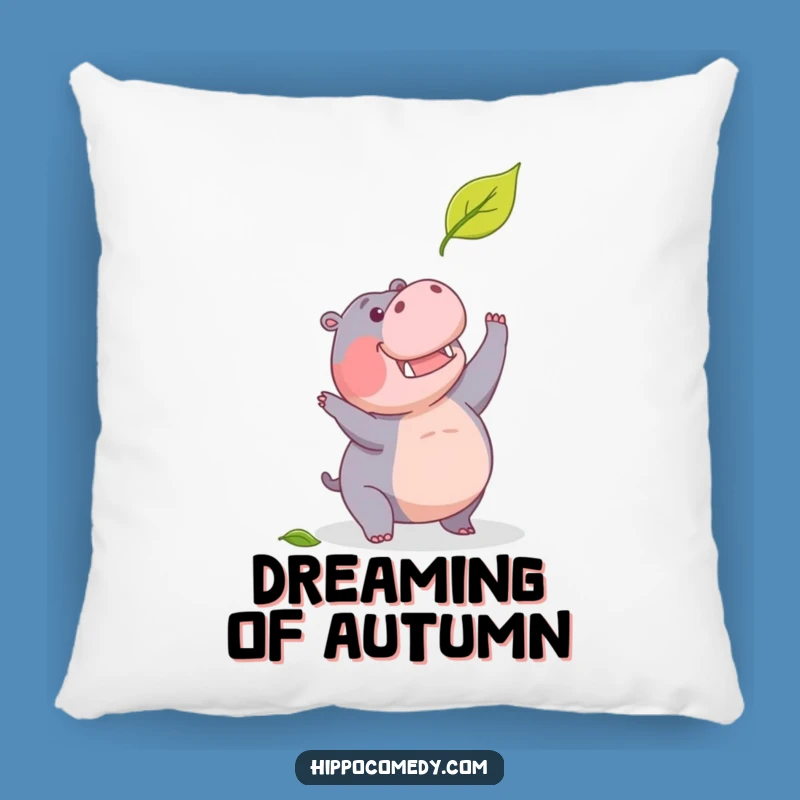 Funny Determined Hippo Leaf Pillow: Comfort Your Goals with Humor