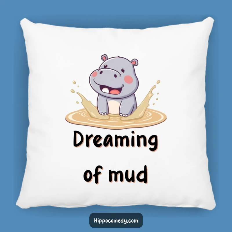 Funny Kawaii Hippo Mud Splash Pillow - Cozy & Cute Decor Gift