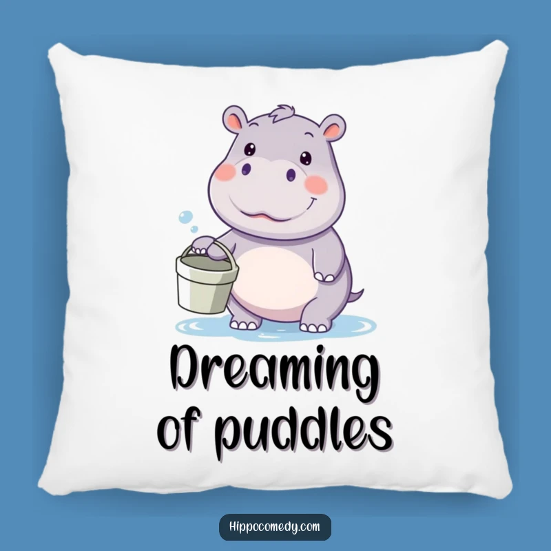 Comforting funny kawaii hippo pillow, a cozy gift for fun-lovers, featuring a hippo ready for a water fight.